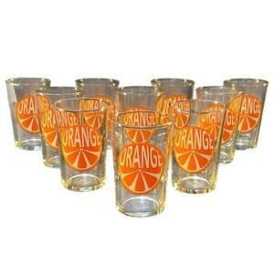 Vintage Luminarc Retro Orange Slice 4in Juice Glasses Set of 10